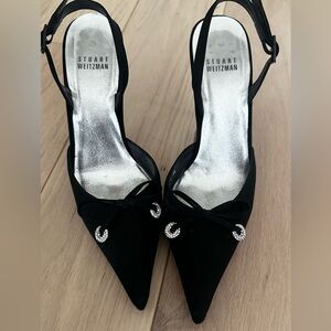 Stuart Weitzman fabric fancy sling back heels 5.5